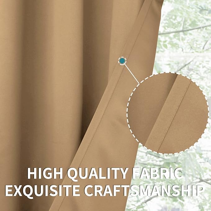 BGment Blackout Curtains for Living Room - Grommet Thermal Insulated Room Darkening Curtains for Bedroom, 2 Panels of 52 x 54 Inch, Khaki