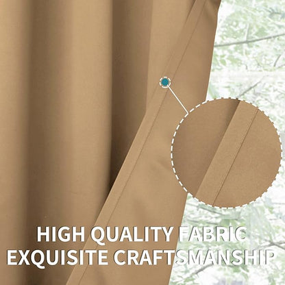 BGment Blackout Curtains for Living Room - Grommet Thermal Insulated Room Darkening Curtains for Bedroom, 2 Panels of 52 x 54 Inch, Khaki