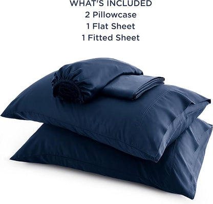 Bedsure King Size Sheets Set, Cooling Sheets for Hot Sleepers, Rayon Derived from Bamboo, Breathable & Soft, Deep Pocket Up to 16 Inches, Hotel Luxury Silky Bedding, Navy