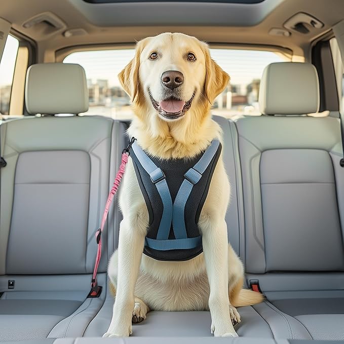 Thickened Dog Seat Belt for Car, 3 Pack Set Retractable Dog Car Adjustable Seatbelts for Vehicle Nylon Pet Safety Heavy Duty & Elastic & Durable Car Harness for Dogs, Light Pink-Mewly Pet
