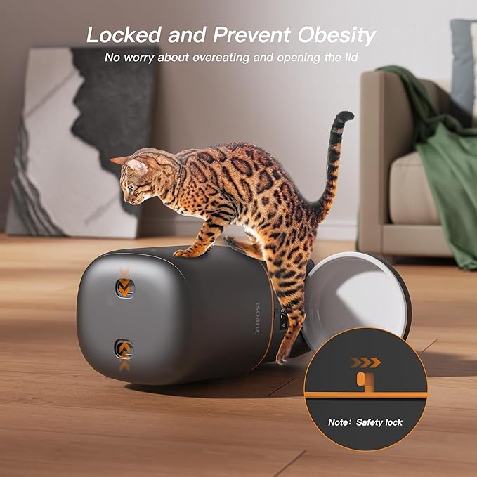 Automatic Cat Feeder - 2L Cat Food Dispenser, Timed Auto Pet Feeder with 180-day Battery Life, 1-6 Meals Per Day, 1-16 Portion, Ceramic Bowl, Desiccant Bag Keeps Dry Food Fresh, Also for Small Dogs-Mewly Pet
