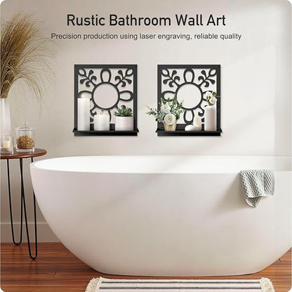 Candle Wall Sconce, Retro Wall Hanging, Farmhouse Wall Art for Living Room Bedroom Bathroom (2 Pack 11.8 x 13 in)