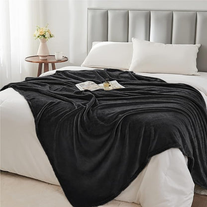 BEDELITE Fleece Blanket Black Full Blankets for Couch & Bed, Luxury Plush Cozy Fuzzy Blanket 84" x 90", Super Soft Warm Lightweight Throw Blanket for Travel Camping