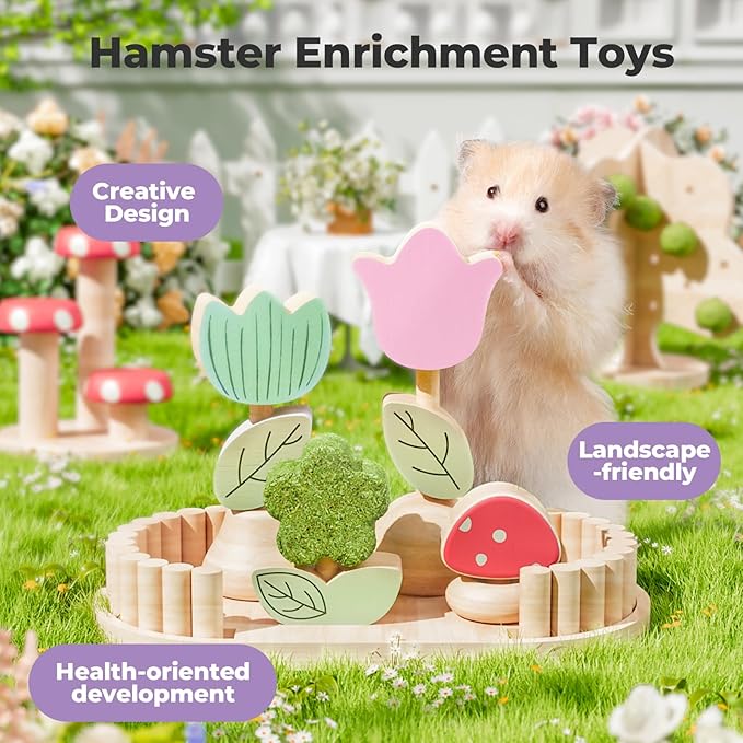 mini&moe Hamster Chew Toys for Teeth - Guinea Pig Chews Enrichment Toys Natural Edible Rabbit Chew Toy for Bunny, Rat, Chinchilla, Gerbils and Others Small Animal-Mewly Pet