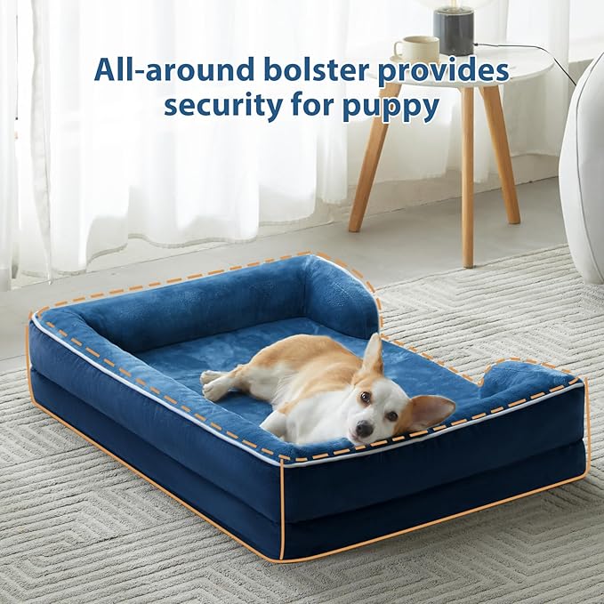 WNPETHOME Dog Beds for Large Sized Dogs, Washable Orthopedic Dog Couch Sofa Bed with Waterproof Lining & Non-Skid Bottom for Pet Sleeping-Mewly Pet