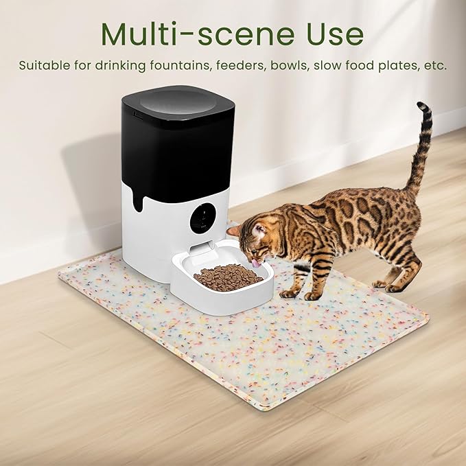 Ptlom Dog Food Mat Anti-Slip Dog Bowl Mats for Food and Water, Waterproof Pet Placemat Prevents Messy Spill to Floor, Silicone Puppy Feeding Tray for Small, Medium and Large Dogs Cats-Mewly Pet