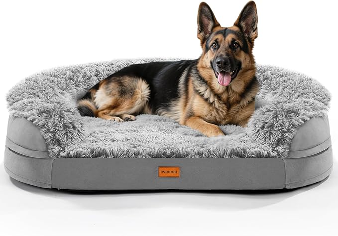 Dog Beds for Jumbo Dogs, 47.5"x35"x7.6", Removable and Washable Cover, Raised Reboundable Edges, Non Slip Bottom, Extra Big Size, Orthopedic Oval Memory Foam Pet Bedding, Indoor-Mewly Pet