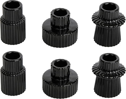 Vixdonos Taper Glass Candlestick Holders Tealight Candle Holders for Table Centerpieces, Wedding Decor and Dinner Party (6 Pcs, Black)