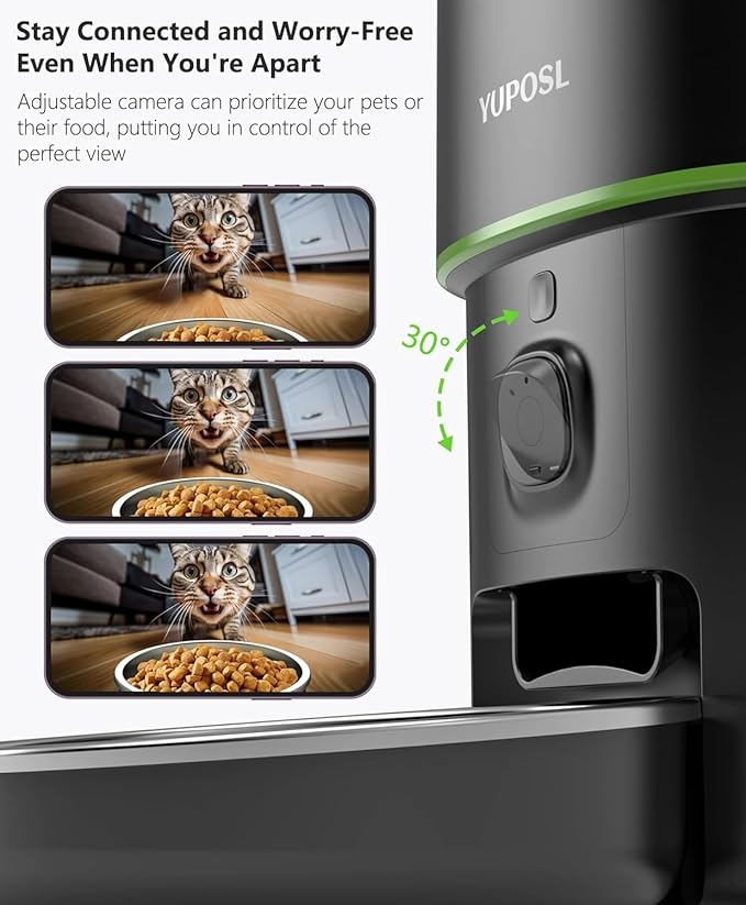 Automatic Cat Feeder with Camera - 5G WiFi Auto Cat Food Dispenser, 1080P HD Video with Night Vision, 1-15 Meals, 1-99 Portions, 2-Way Audio, Keeps Food Fresh, 4L Timed Pet Feeder Also for Dogs-Mewly Pet