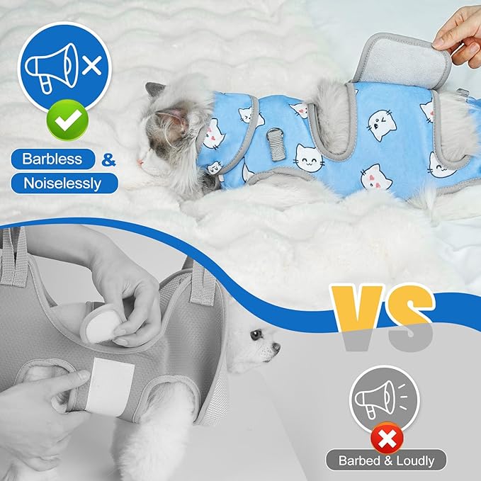 Supet Cat Grooming Hammock, Self-Adhesive Cat Nail Clipper Hammock, Soft Fabric Cat Wrap for Cutting Nails, Quickly Calm Down for Medicine, Teeth Brushing, Ear Cleaning-Mewly Pet