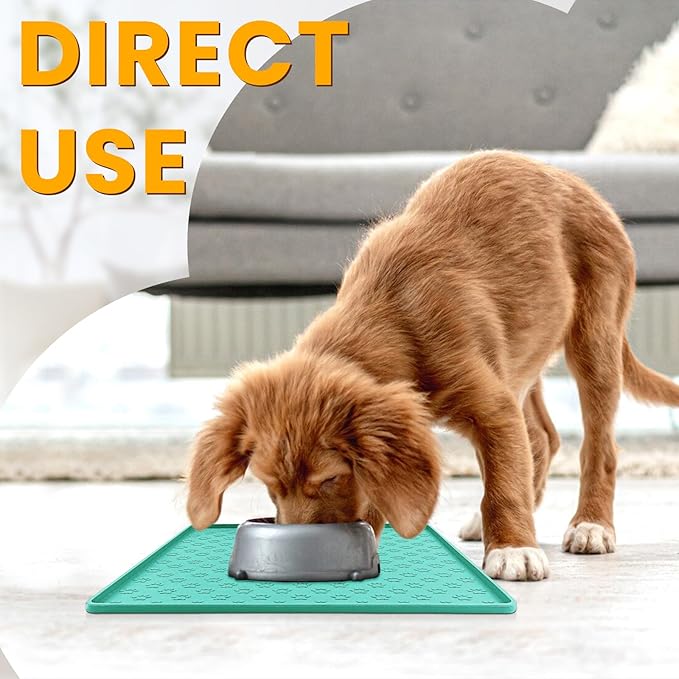 Ptlom Pet Placemat for Dog and Cat, Waterproof Non-Slip Silicone Feeding Bowl Mat Prevent Food and Water Overflow, Puppy Dish Feeder Fountain Trays Suitable for Medium and Small Pets, Green-Mewly Pet