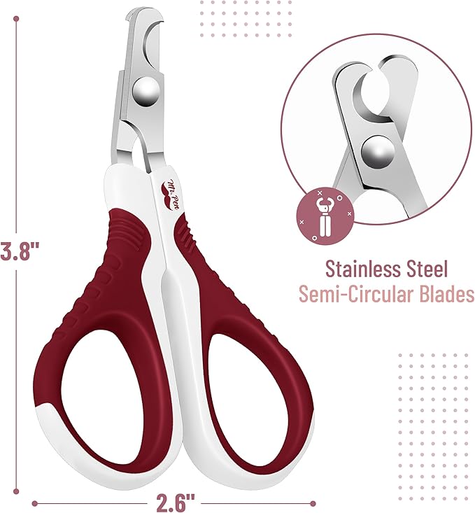 Mr. Pen Cat Nail Trimmer - Wine & White, Cat & Kitten, Small Dog Nail Clipper & Claw Trimmer-Mewly Pet