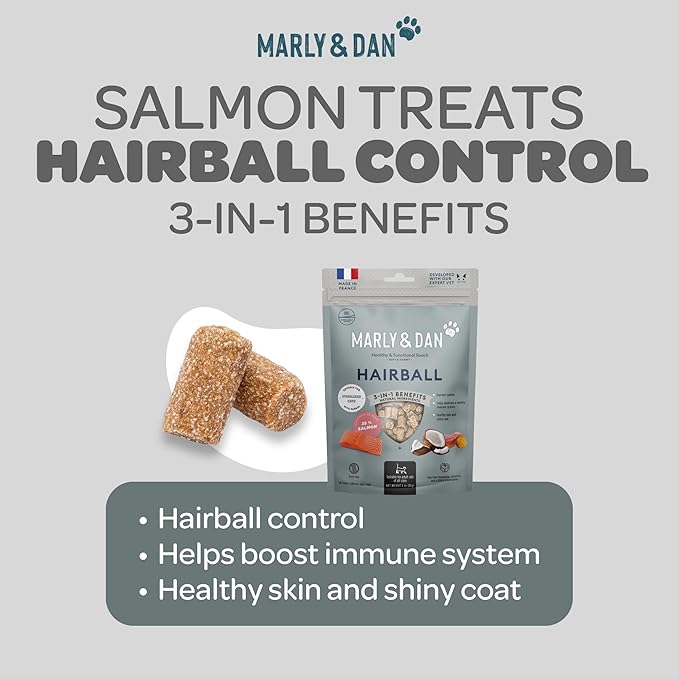 Marly & Dan Salmon Treats for Cats with Brewers Yeast & Coconut, Hairball Recipe, 3-oz Bag-Mewly Pet