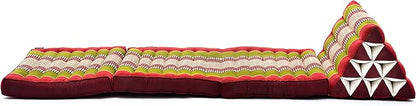 Leewadee - Comfortable Japanese Floor Mattress Used As Thai Floor Bed with Triangle Cushion, Futon Mattress Or Thai Massage Mat, 67 x 21 inches, Green Red