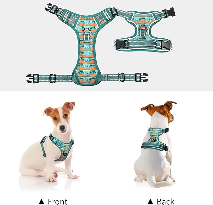 Timos No Pull Dog Harness,No Choke Front Clip Dog Reflective Harness,Adjustable Soft Padded Pet Vest with Easy Control Handle for Small Dogs,Wilderness,S-Mewly Pet