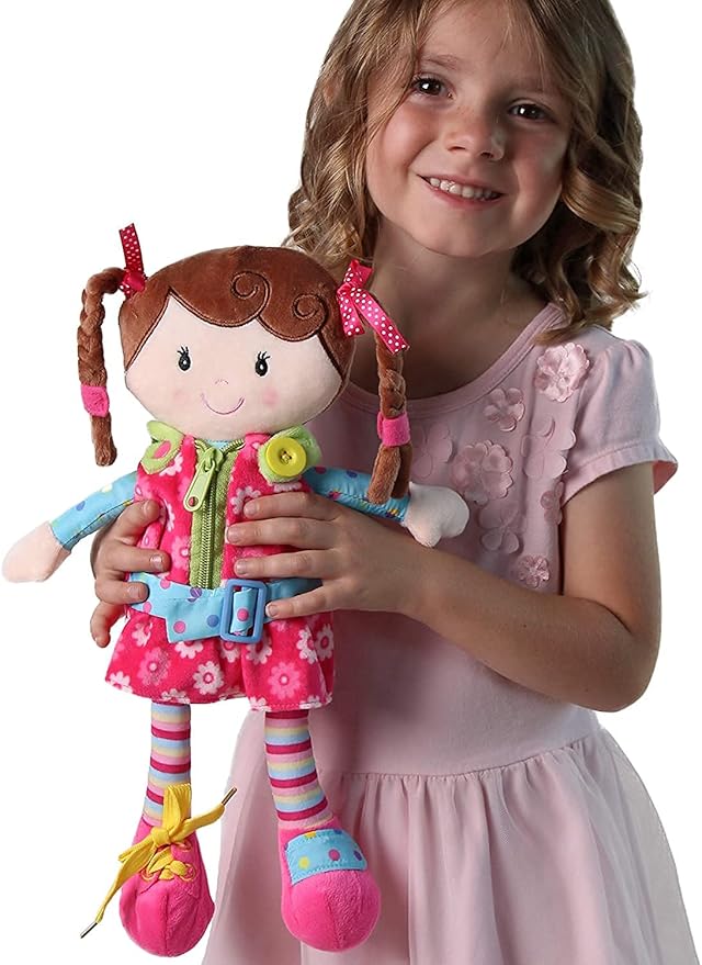 Sugar Snap Plush Learn to Dress Doll for Toddlers - 15" - for 2 Year Old Girl - Montessori