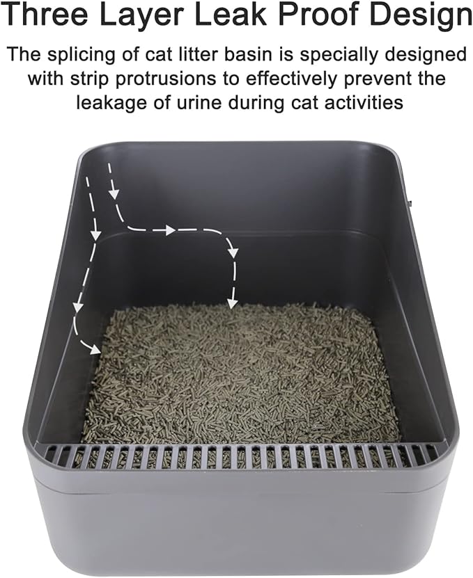 Sfozstra Cats Litter Box Low: Open Sifting Design -Tracking Space Saving - Grey Small Litter Box for Kittens up to 8 lbs-Mewly Pet