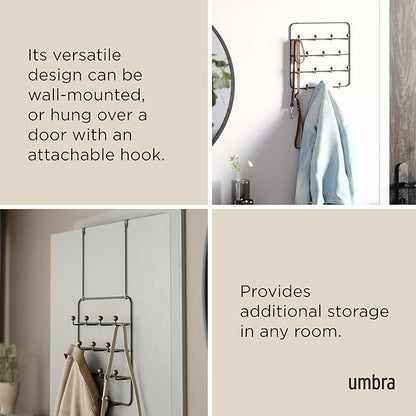Umbra Estique Multi Over The Door Organizer Hooks, Black/Walnut Large