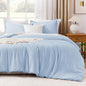 Litanika Comforters Light Blue Queen Size, 3 Pieces Lightweight Solid Bedding Comforter Set, All Season Fluffy Bed Set (90x90In Comforter & 2 Pillowcases)