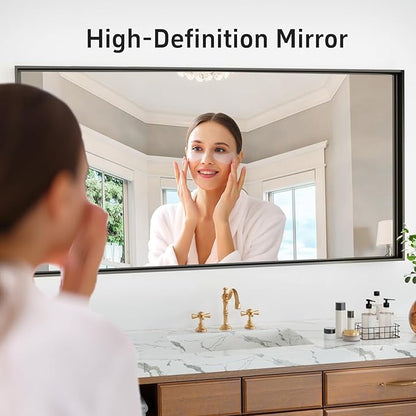 55”x 30” Blak Bathroom Mirrors for Over Sink, Black Framed Vanity Mirror for Bathroom, Shatter Proof, Tempered Glass, Rectangle Wall Mirror Horizontally/Vertically