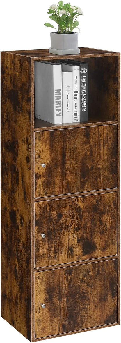 Convenience Concepts Xtra Storage Three-Door Cabinet with Shelf in Walnut Wood Finish