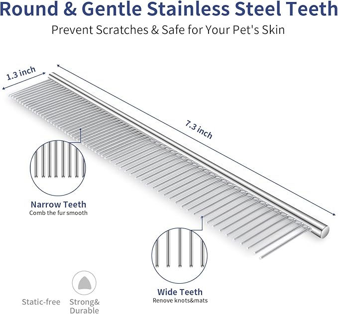 Slicker Brush for Dogs, Long Pin Dog Grooming Brush for Goldendoodles, Poodles, Doodles, Includes Pet Comb & Undercoat Rake, Perfect for De-Shedding, Dematting & Reducing Tangles. Large, Black-Mewly Pet