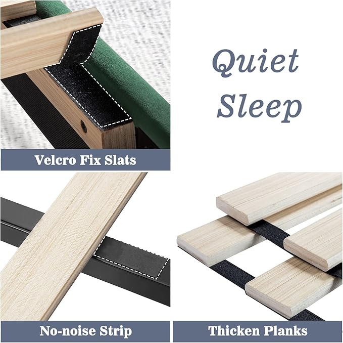 Allewie Twin Bed Frame/Velvet Upholstered Bed Frame with Vertical Channel Tufted Headboard/Strong Wooden Slats/Platform Bed Frame/Mattress Foundation/Box Spring Optional/Easy Assembly/Green