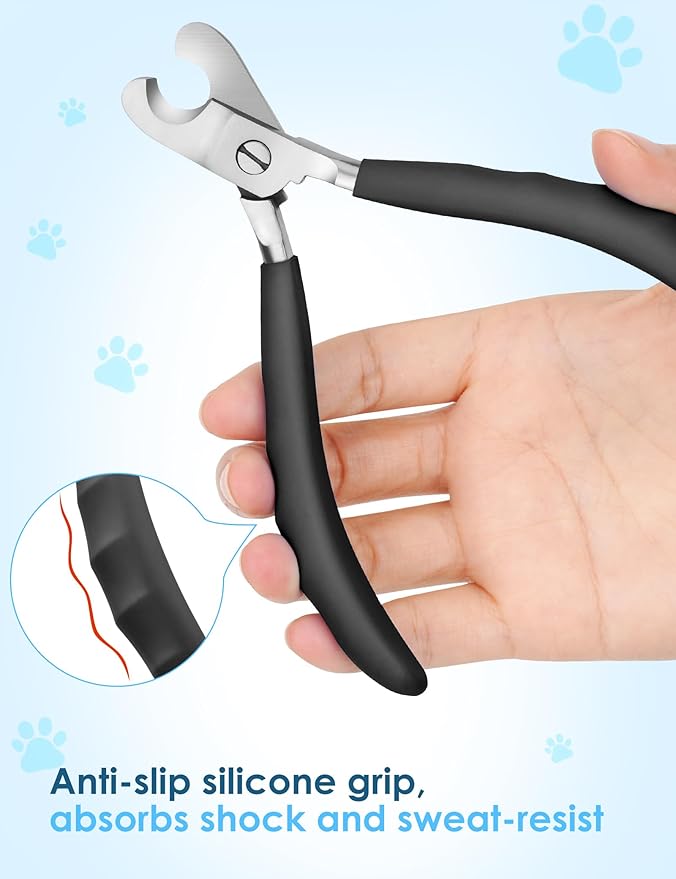 Heavy Duty Dog Nail Clippers -【Cuts Thick Nails Like Butter】【Upgraded Large Opening】 Professional Toenail Trimmer Razor Sharp Blade for Medium to Giant Breed (Black)-Mewly Pet