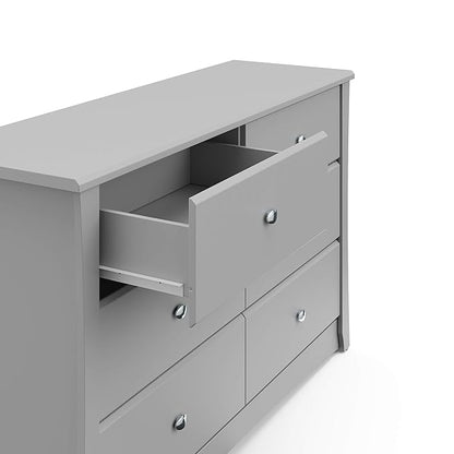 Storkcraft Crescent 6-Drawer Dresser (Pebble Gray) – GREENGUARD Gold Certified, Gray Dresser for Bedroom, Kids & Nursery Storage Chest, Safety Interlocking Drawers, Pre-Installed Tracks, Kids Chest