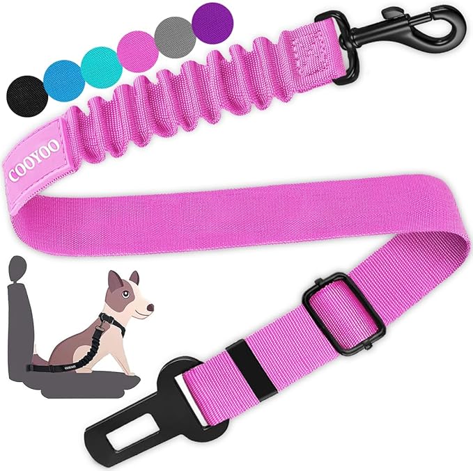 COOYOO Dog Seat Belt, Durability Retractable Dog Car Harness Adjustable Dog Seat Belt for Vehicle Nylon Pet Safety Seat Belts Heavy Duty & Elastic-Mewly Pet
