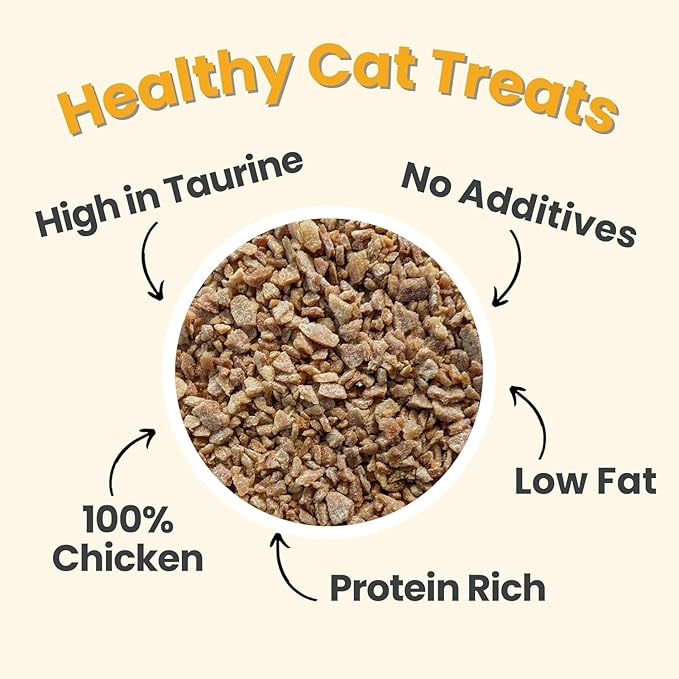 Farm To Pet - Cat Treat Crumbles - 3 oz Single Ingredient Chicken Treat and Snacks - Healthy for Indoor Cats and Kitten - Essential Products (Mix with Wet/Dry Food)-Mewly Pet