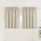 RYB HOME Semi Sheer Curtains - Linen Textured Fabric Privacy Sheer Light Filtering Window Decor for Bedroom Kitchen Bath Kids Nursery, Beige, Wide 52 x Long 45 inch, Set of 2