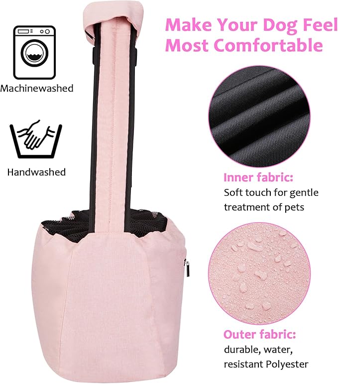 Ownpets Pet Dog Sling Carrier Bag Adjustable Padded Strap Dog Hand Free Safe Mesh Pet Carrier for Small Medium Dog Cat (Pink)-Mewly Pet