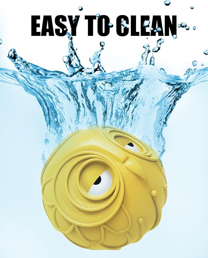 Giggle Ball for Dogs Owl Toys for Puppy Interactive Dog Toy Medium Large Dogs Natural Rubber Cute Hoot Fun Gift for Dog (Yellow Owl)-Mewly Pet