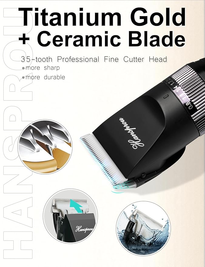 Dog Clippers for Grooming, 12V Professional Dog Clippers，Heavy Dutt Corded Pet Hair Trimmer Pet Trimmer for Thick Hair with Guard Combs Brush-Mewly Pet