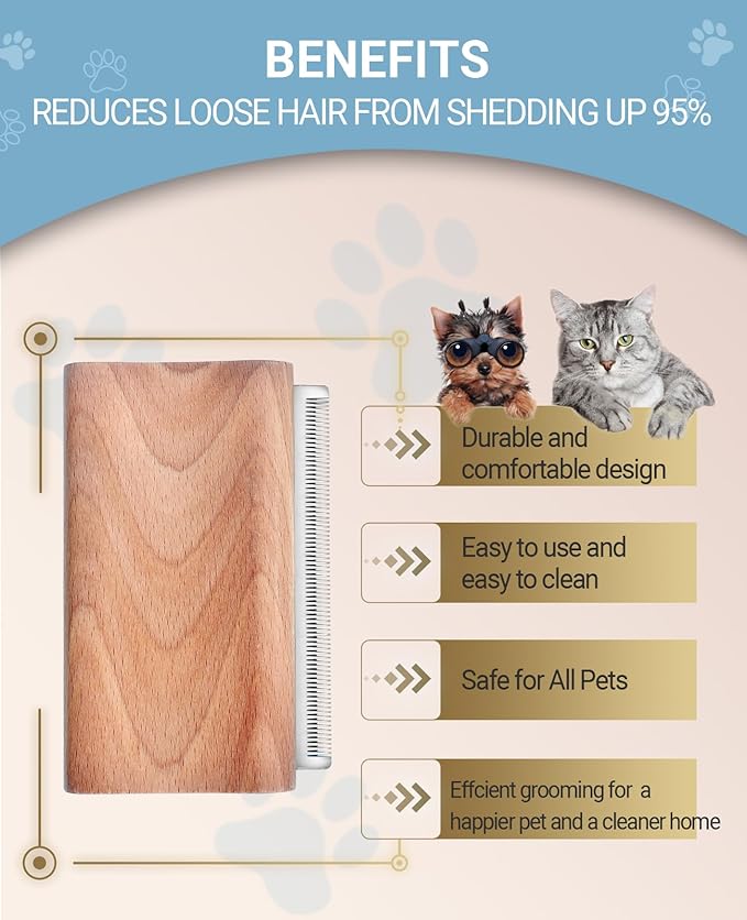 Dog Brush for Shedding | Pet Hair Removal Tool, Cat Grooming Supplies, Deshedding Dog Brush | Combs for cleaning & grooming short and long hair (4.3 Inch (M))-Mewly Pet