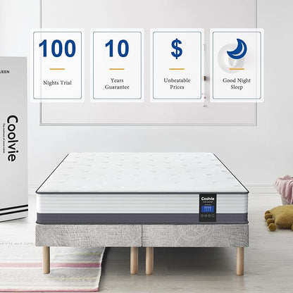 Coolvie Full Size Mattress 10 Inch Hybird Mattresses Full Bed Size Built in Pocketed Coils and Gel Memory Foam Layer, Low Motion Transfer & Breathable Bed Mattress in A Box