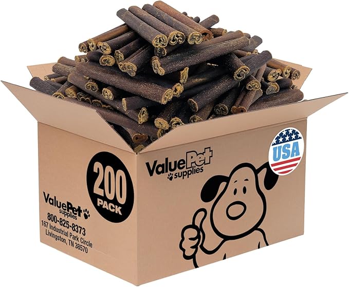 ValueBull USA Collagen Sticks for Dogs, 6 Inch Thick Chews, Natural Long-Lasting Dog Treats, 200 Count Bulk Pack - Promotes Joint, Skin & Coat Health with Glucosamine and Chondroitin-Mewly Pet