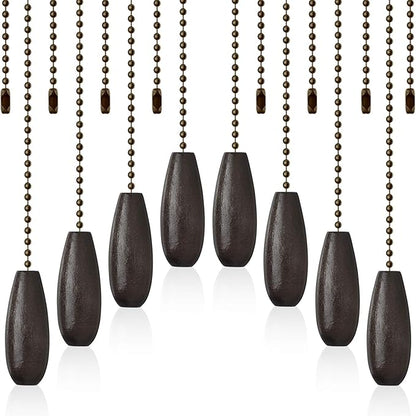 Boao 8 Pieces Ceiling Fan Pull Chains Extender Wooden Pendant Pull Chain Extension for Ceiling Light Lamp Fan(Coffee)