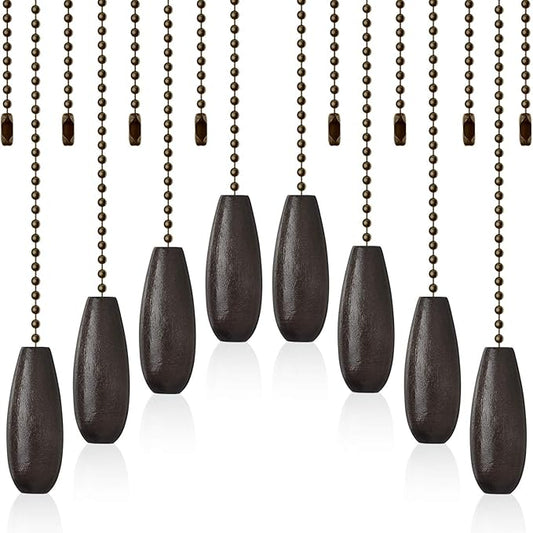 Boao 8 Pieces Ceiling Fan Pull Chains Extender Wooden Pendant Pull Chain Extension for Ceiling Light Lamp Fan(Coffee)