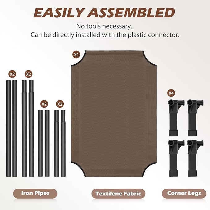 Heeyoo Elevated Dog Bed, Cooling Raised Pet Cot with Chew Proof Washable Breathable Mesh and Metal Frame, Portable Dog Cot Bed with No-Slip Feet for Outdoor or Indoor Use-Mewly Pet