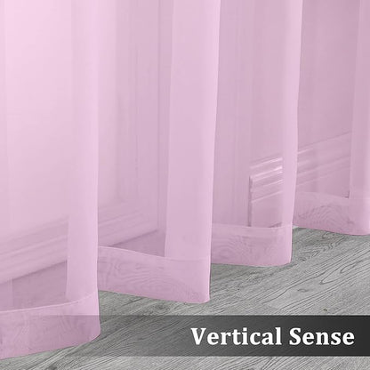 OVZME 2 Pack: Basic Pink Sheer Curtain 84 Inches Long, Light Filtering Sheer Drapes for Living Room Bedroom, Each 42" W x 84" L