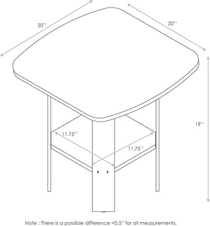 Furinno Simple Design End Table, 2-Pack, Dark Walnut