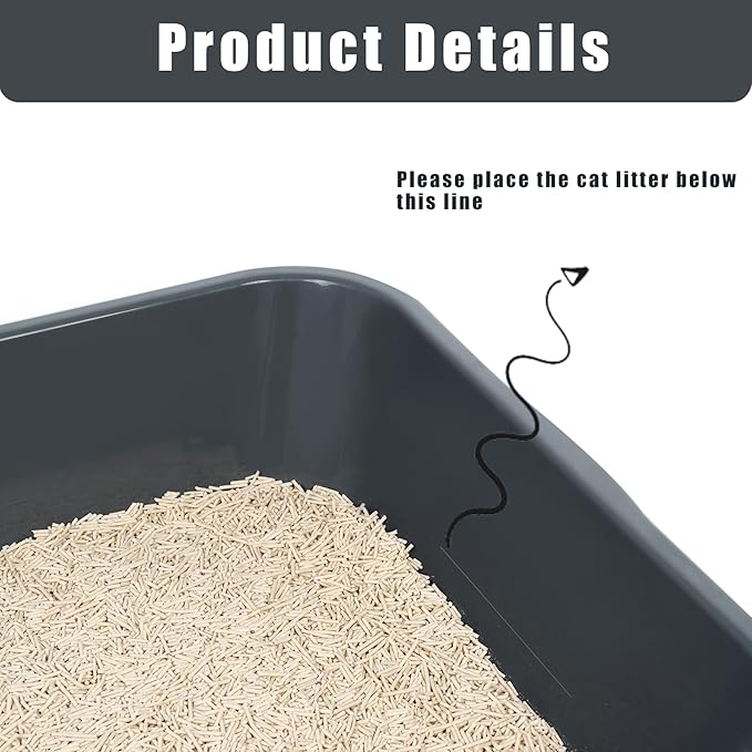 1 Pack of Extra Large Cat Litter Box (ABS Material), Low Entry Senior Litter Pen for Geriatric Kitty Big Cats, Jumbo Pet Safe Litter Boxes Tray for Pets Potty (Beach Sand, 20" L x 15.5" W)-Mewly Pet