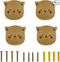 4PCS Wooden Cat Shaped Cabinet Knobs, Cabinet Handles, Single Hole Beech Wood Handles, Wood Hooks with Full Set of Screw Accessories
