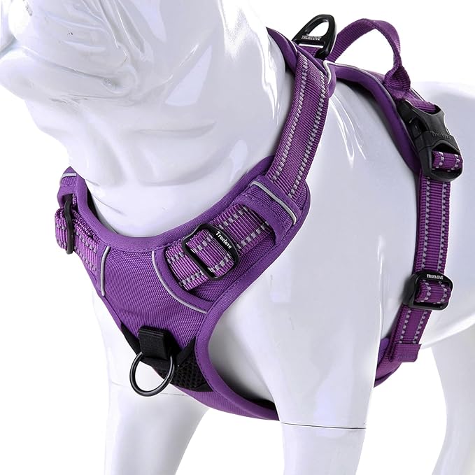 Truelove No Pull Dog Harness with Easy Control Handle and 2 Leash Attachments,Reflective Adjustable Pet Vest-Mewly Pet