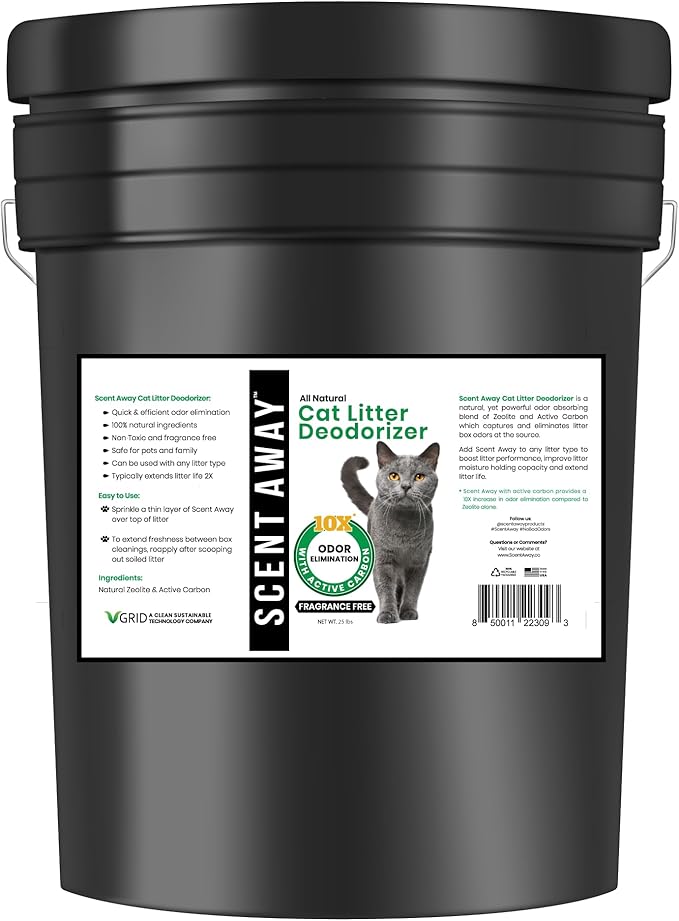 Cat Litter Deodorizer | Litter Box Odor Eliminator | Fragrance-Free with Active Carbon | Eliminates Cat Odors and Smells to Keep Your Home Fresh and Clean (25 LBs)-Mewly Pet