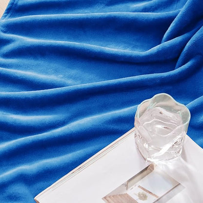 Exclusivo Mezcla Extra Large Fleece Throw Blanket for Couch, Sofa, 300GSM Super Soft and Warm Blankets, Cobalt Blue Throw All Season Use, Cozy, Plush, Lightweight, 50x70 Inches