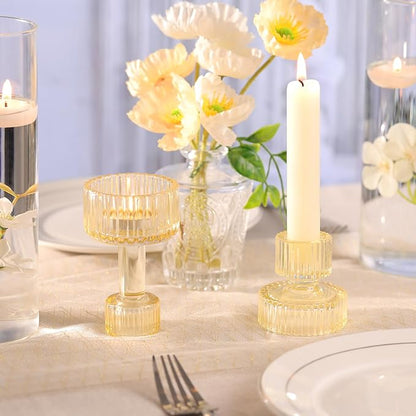 Candlestick Holders Bulk, 6 Pcs Gold Combination Candle Holders Set, Crystal Candle Holders for Wedding, Table Centerpiece, Home Decoration
