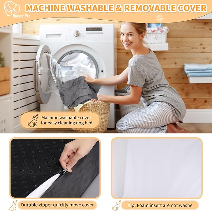 Orthopedic Dog Beds for Large Dogs, 7" Memory Foam Dog Beds with Waterproof Liner, Chew Proof Microsuede Cover, Removable and Washable, Nonskid Bottom, 52"x36" XL Grey-Mewly Pet